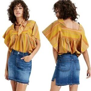 Madewell Step Hem Jean Skirt in Brandt Raw Hem Denim